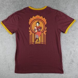 Avatar The Last Airbender Shirt Men's L Maroon Gold Azula Graphic Ringer Tee
